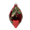 Clayre & Eef Weihnachtskugel Ø 8x15 cm Rot Glas