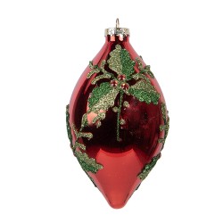 Clayre & Eef Weihnachtskugel Ø 8x15 cm Rot Glas