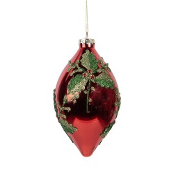 Clayre & Eef Weihnachtskugel Ø 8x15 cm Rot Glas