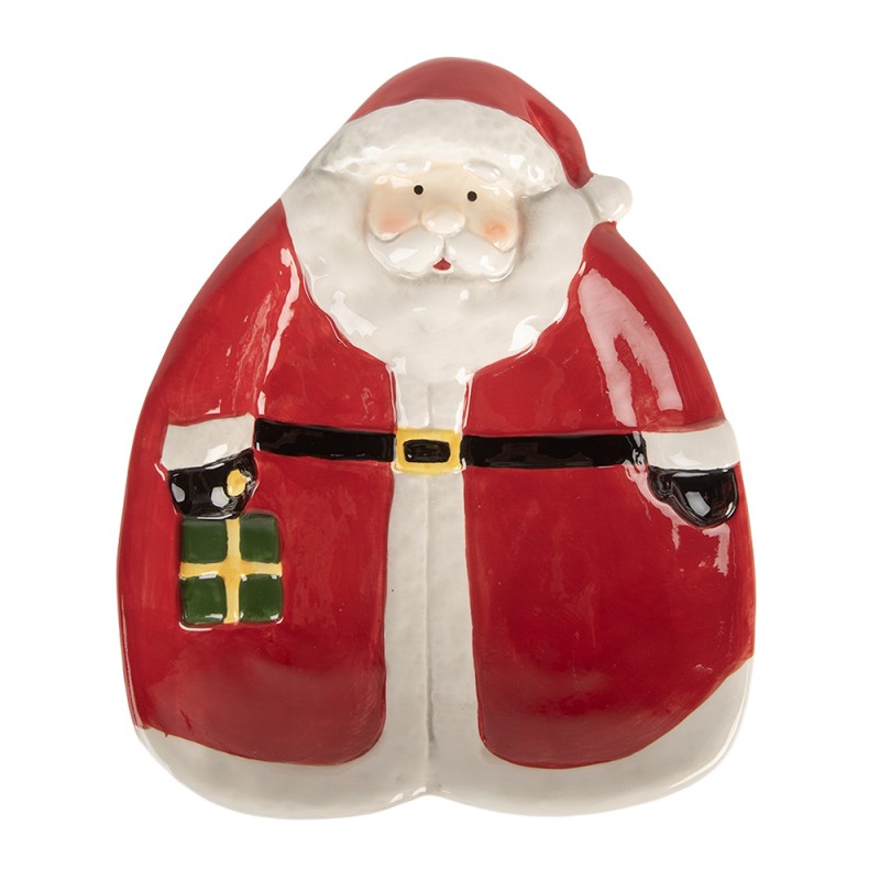Clayre & Eef Breakfast Plate Santa Claus 20x16x4 cm Red Ceramic