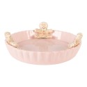 Clayre & Eef Serving Platter Ø 23x7 cm Pink Ceramic Gingerbread man
