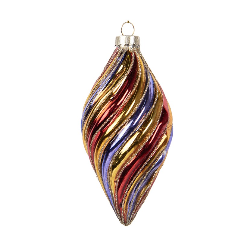 Clayre & Eef Christmas Bauble Ø 6x13 cm Multicoloured Glass