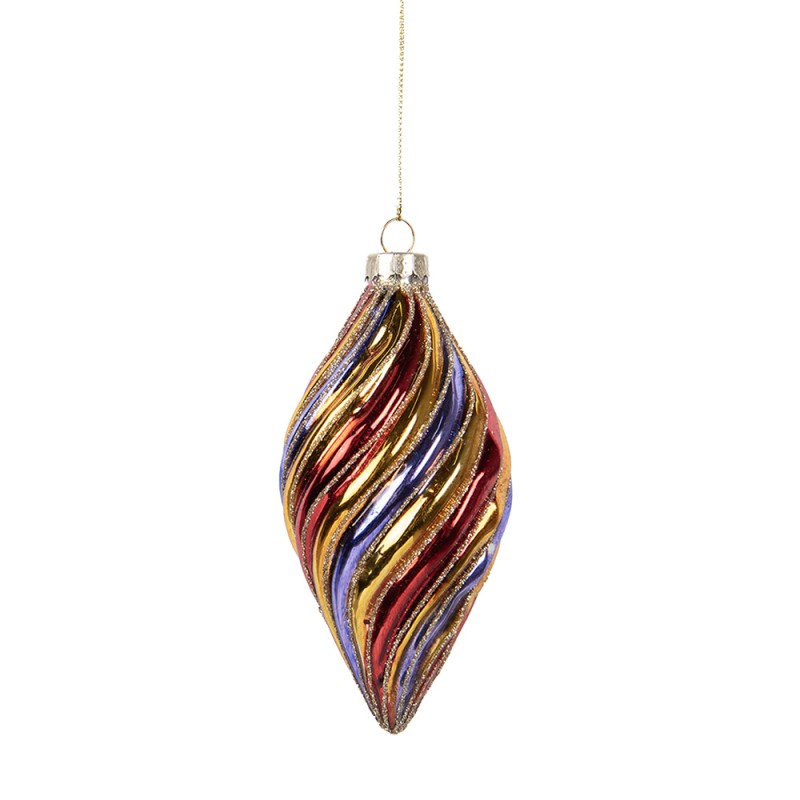 Clayre & Eef Christmas Bauble Ø 6x13 cm Multicoloured Glass