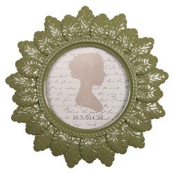 Clayre & Eef Photo Frame Ø 10 cm Green Plastic