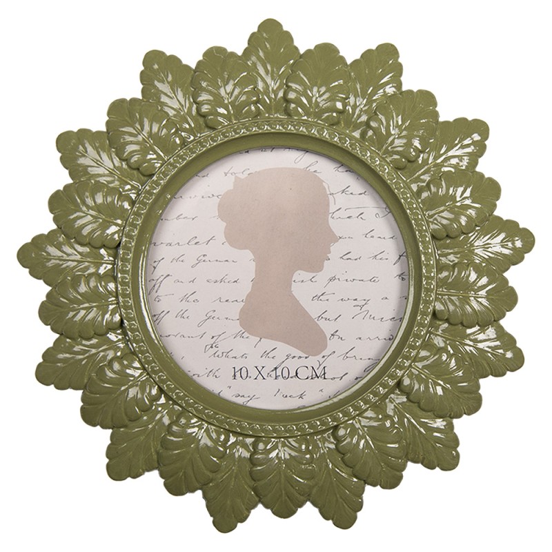 Clayre & Eef Photo Frame Ø 10 cm Green Plastic