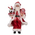 Clayre & Eef Kerstdecoratie Beeld Kerstman 16x8x28 cm Rood Textiel
