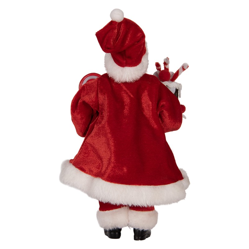 Clayre & Eef Kerstdecoratie Beeld Kerstman 16x8x28 cm Rood Textiel