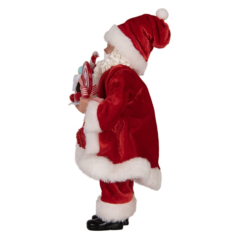 Clayre & Eef Kerstdecoratie Beeld Kerstman 16x8x28 cm Rood Textiel