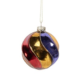 Clayre & Eef Kerstbal Ø 8x8 cm Meerkleurig Glas