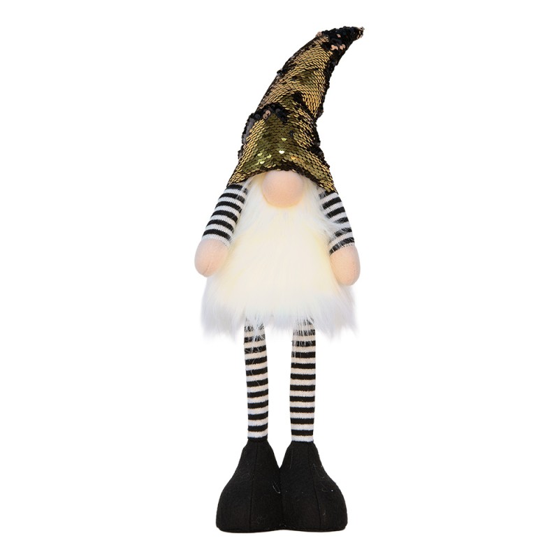 Clayre & Eef Christmas Decoration with LED Lighting Gnome 8x12x56 cm Gold colored Synthetic
