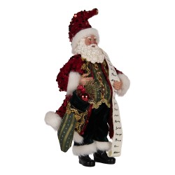 Clayre & Eef Weihnachtsdekorationsfigur Weihnachtsmann 16x8x28 cm Rot Textil