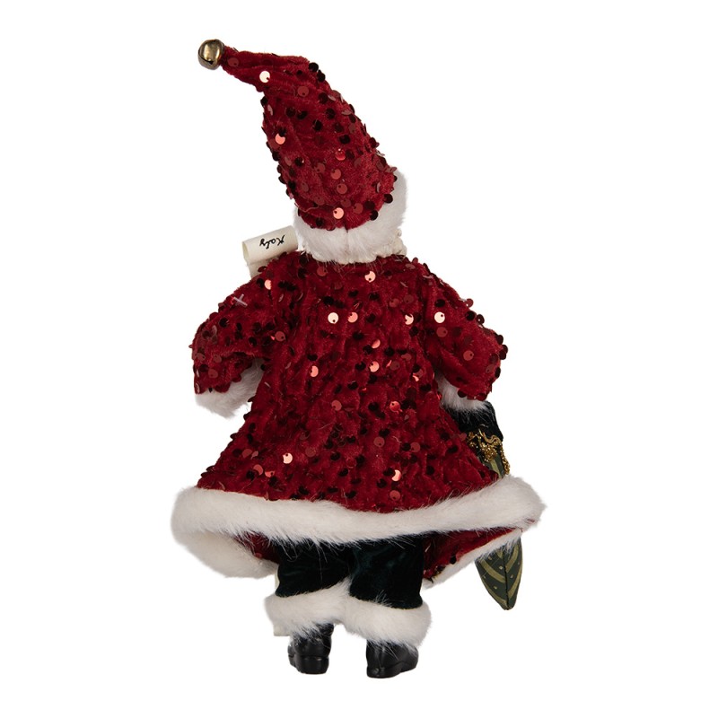 Clayre & Eef Weihnachtsdekorationsfigur Weihnachtsmann 16x8x28 cm Rot Textil
