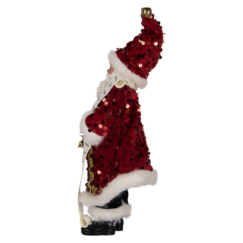 Clayre & Eef Weihnachtsdekorationsfigur Weihnachtsmann 16x8x28 cm Rot Textil