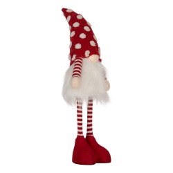 Clayre & Eef Décoration de Noël avec lumières LED Gnome 8x12x56 cm Rouge Synthétique