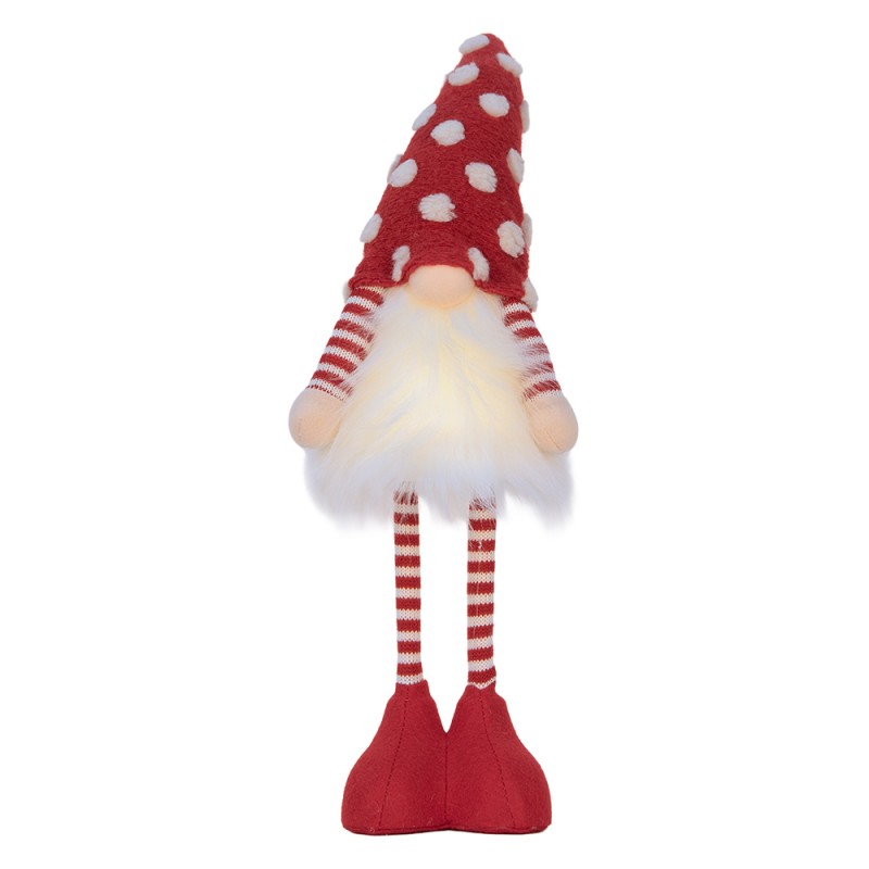 Clayre & Eef Kerstdecoratie met LED-verlichting Kabouter 8x12x56 cm Rood Synthetisch