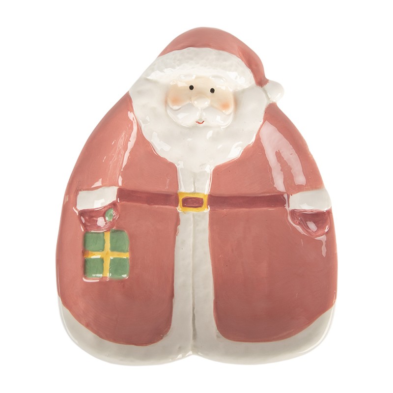 Clayre & Eef Breakfast Plate Santa Claus 20x16x4 cm Pink Ceramic