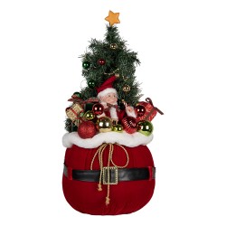 Clayre & Eef Décoration de Noël avec lumières LED Sapin de Noël Ø 30x70 cm Rouge Synthétique
