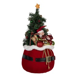 Clayre & Eef Décoration de Noël avec lumières LED Sapin de Noël Ø 30x70 cm Rouge Synthétique