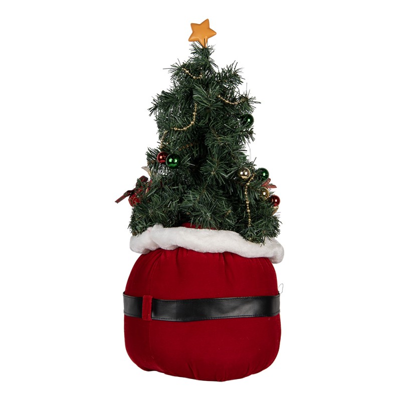 Clayre & Eef Décoration de Noël avec lumières LED Sapin de Noël Ø 30x70 cm Rouge Synthétique