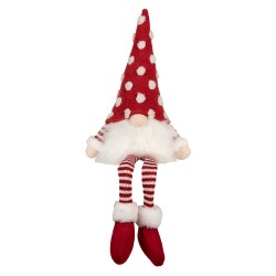 Clayre & Eef Christmas Decoration with LED Lighting Gnome 16x12x32/60 cm Red Synthetic