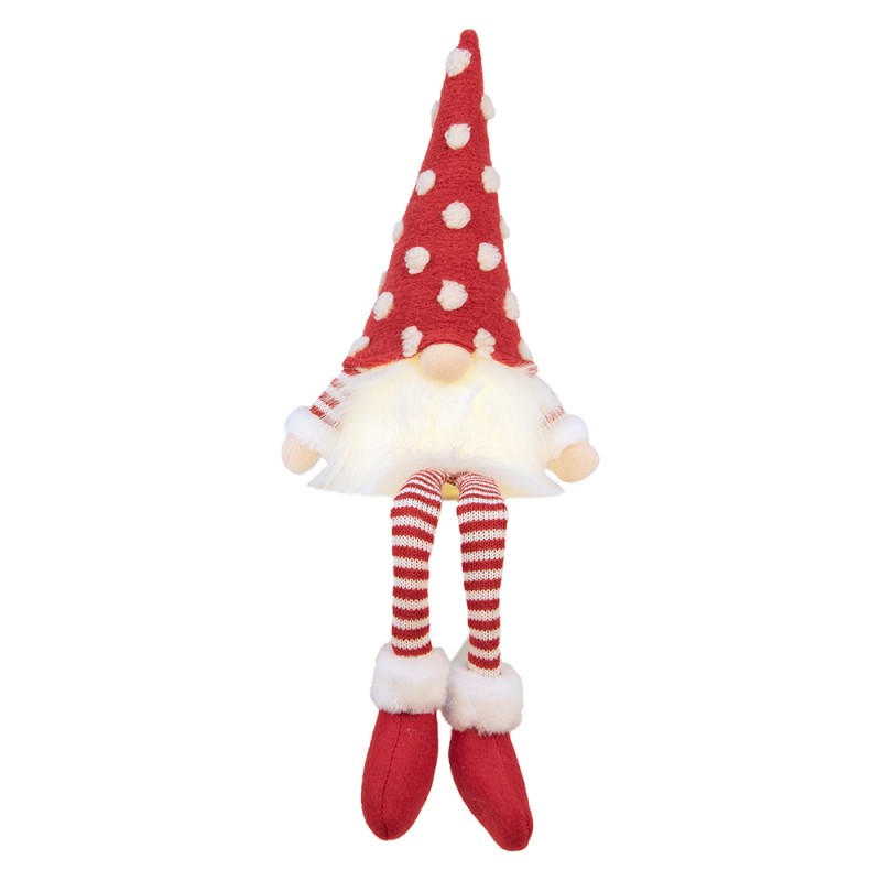 Clayre & Eef Christmas Decoration with LED Lighting Gnome 16x12x32/60 cm Red Synthetic