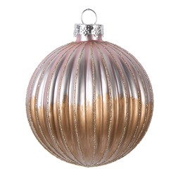 Clayre & Eef Kerstbal Ø 8x8 cm Bruin Glas