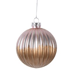 Clayre & Eef Kerstbal Ø 8x8 cm Bruin Glas