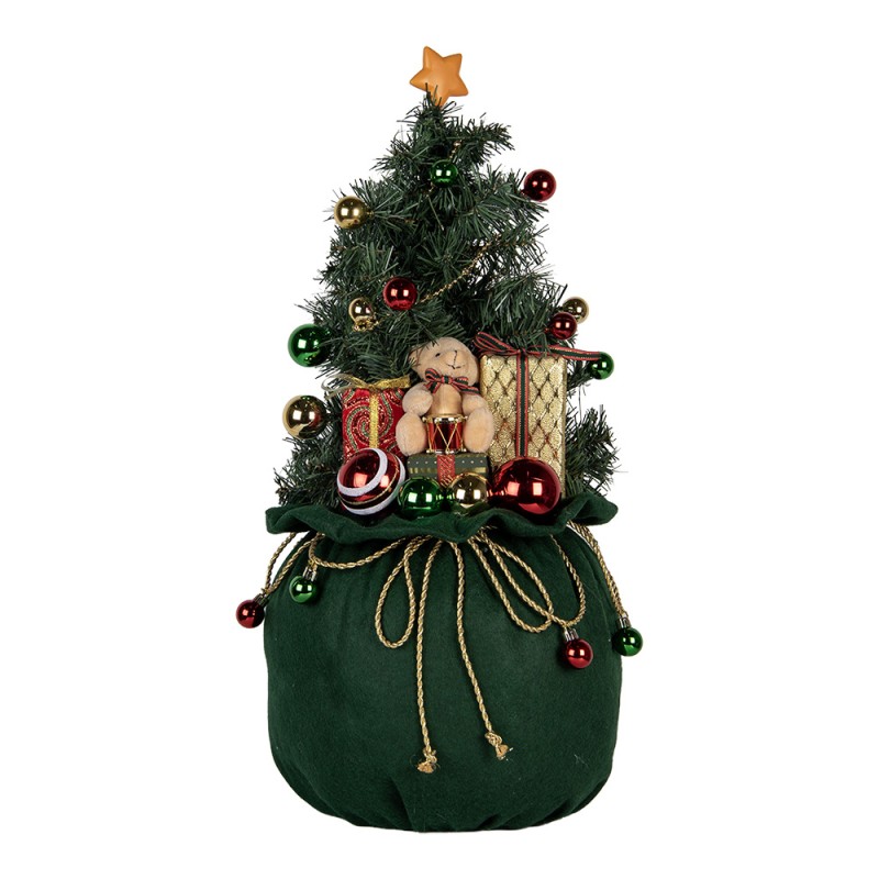 Clayre & Eef Weihnachtsdekoration mit LED-Beleuchtung Weihnachtsbaum Ø 30x68 cm Grün Synthetisch