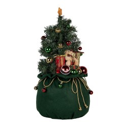 Clayre & Eef Weihnachtsdekoration mit LED-Beleuchtung Weihnachtsbaum Ø 30x68 cm Grün Synthetisch