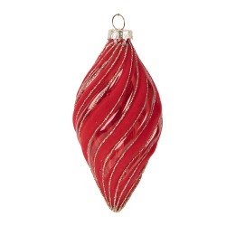 Clayre & Eef Christmas Bauble Ø 7x13 cm Red Glass