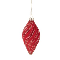 Clayre & Eef Christmas Bauble Ø 7x13 cm Red Glass