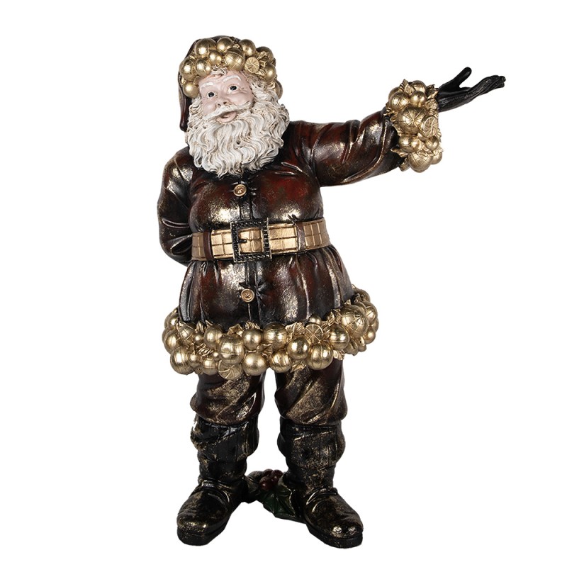 Clayre & Eef Statuetta decorativa di Natale Babbo Natale 58x33x76 cm Rosso Color oro Plastica