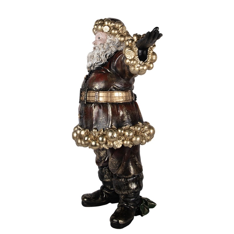 Clayre & Eef Statuetta decorativa di Natale Babbo Natale 58x33x76 cm Rosso Color oro Plastica
