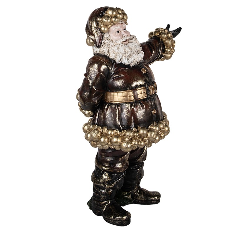 Clayre & Eef Statuetta decorativa di Natale Babbo Natale 58x33x76 cm Rosso Color oro Plastica