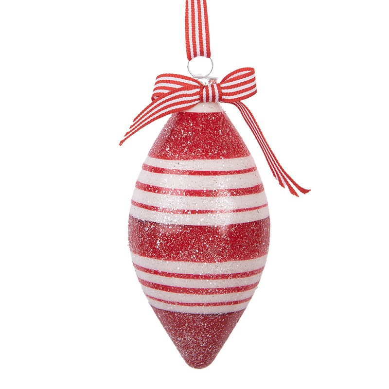 Clayre & Eef Palla di natale Ø 6x12 cm Rosso Bianco Vetro