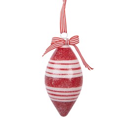 Clayre & Eef Kerstbal Ø 6x12 cm Rood Wit Glas