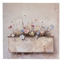 Clayre & Eef Painting 36x36 cm Beige Canvas Flowers