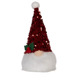 Clayre & Eef Weihnachtsdekoration mit LED-Beleuchtung Zwerg 10x10x25 cm Rot Synthetisch