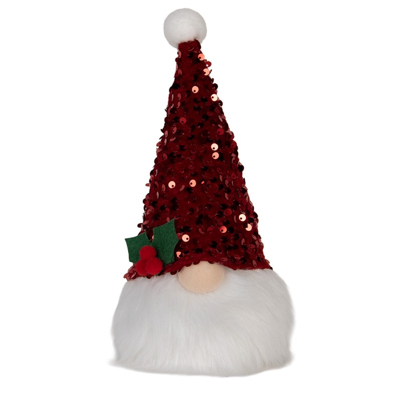 Clayre & Eef Weihnachtsdekoration mit LED-Beleuchtung Zwerg 10x10x25 cm Rot Synthetisch