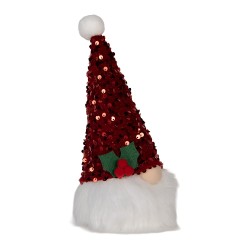 Clayre & Eef Weihnachtsdekoration mit LED-Beleuchtung Zwerg 10x10x25 cm Rot Synthetisch