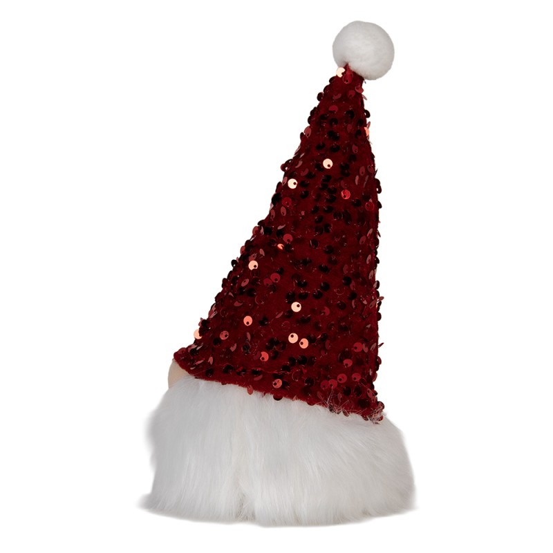 Clayre & Eef Weihnachtsdekoration mit LED-Beleuchtung Zwerg 10x10x25 cm Rot Synthetisch