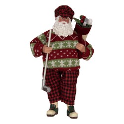 Clayre & Eef Décoration de Noël Image Père Noël 16x11x28 cm Rouge Textile