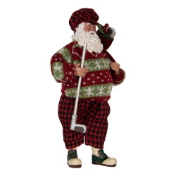 Clayre & Eef Décoration de Noël Image Père Noël 16x11x28 cm Rouge Textile