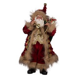 Clayre & Eef Statuetta decorativa di Natale Babbo Natale 16x12x31 cm Rosso Tessuto