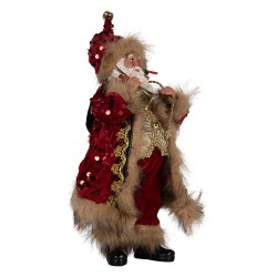 Clayre & Eef Statuetta decorativa di Natale Babbo Natale 16x12x31 cm Rosso Tessuto