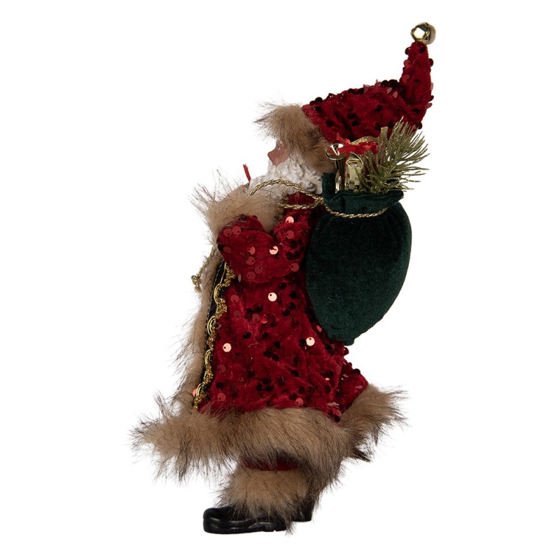 Clayre & Eef Statuetta decorativa di Natale Babbo Natale 16x12x31 cm Rosso Tessuto