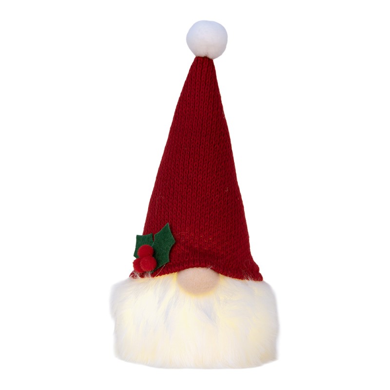 Clayre & Eef Christmas Decoration with LED Lighting Gnome 10x10x25 cm Red Synthetic