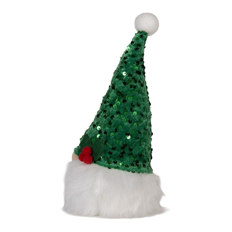 Clayre & Eef Kerstdecoratie met LED-verlichting Kabouter 10x10x25 cm Groen Synthetisch