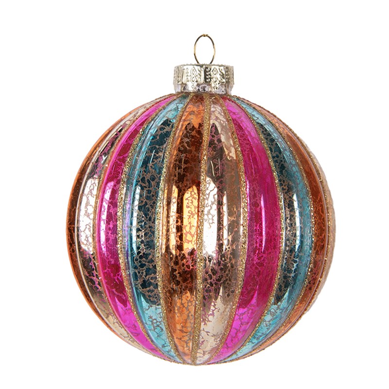 Clayre & Eef Christmas Bauble Ø 10x11 cm Multicoloured Glass