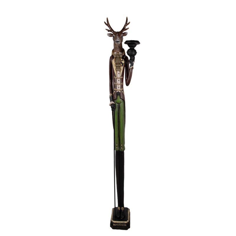 Clayre & Eef Candle holder Deer 26x19x160 cm Red Plastic